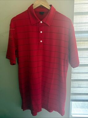 Dunning golf Men's Red Striped Polo Shirt size M